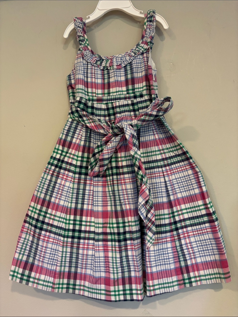 Ralph Lauren Pink, Green & Blue Plaid Sundress with Waist Tie
